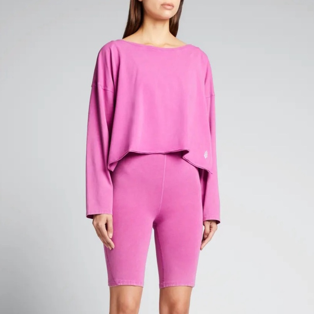 Free People Movement Hot Shot Runsie and long sleeve top Set / Magenta Disco XS